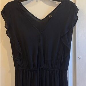 JAVA BRAND..BLACK DRESS SLEEVELESS WITH SMALL RUFFLE IN FRONT HI LO HEM SIZE SM
